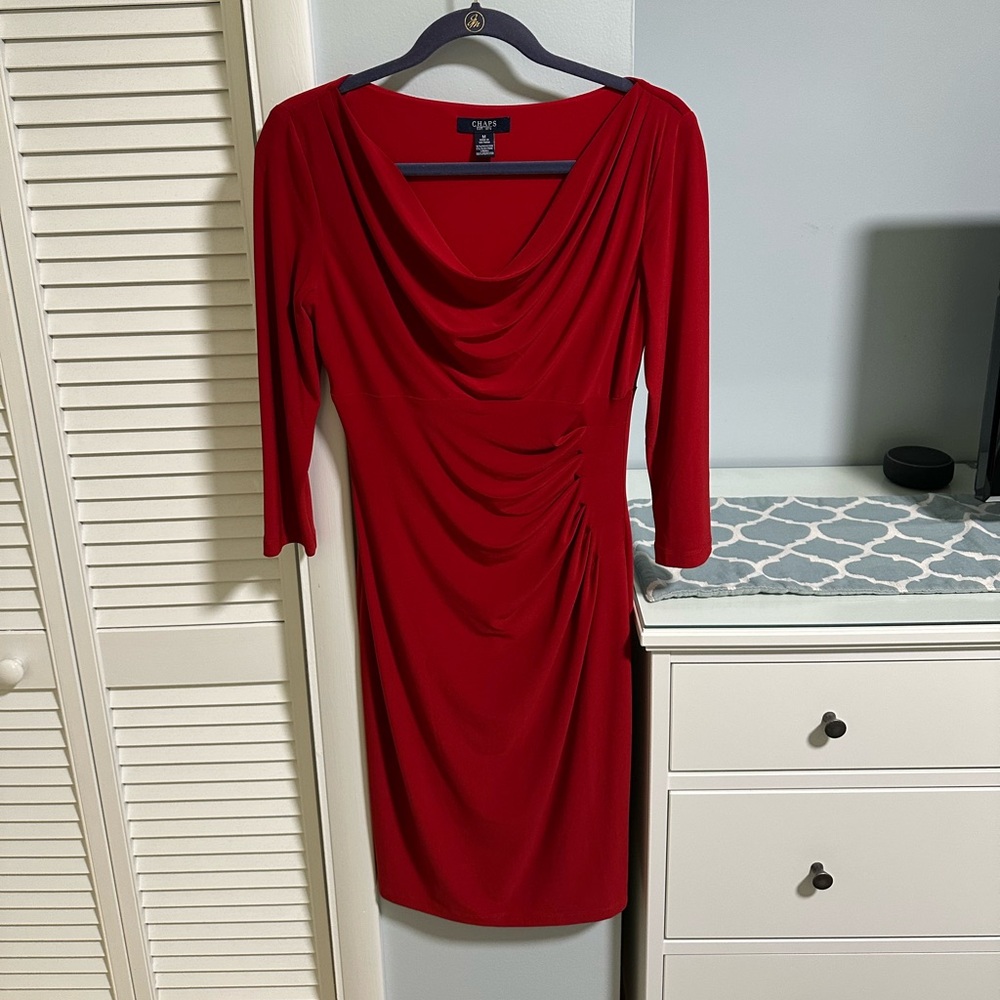 Chaps Red Ruched Dress
